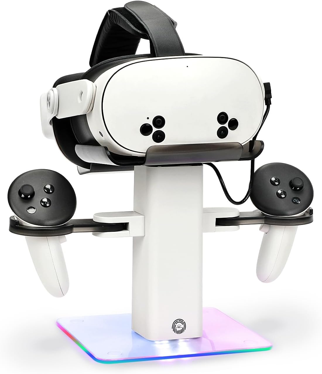 Charging Dock Compatible with Meta Quest 3S/Quest 3 Accessories,RGB Charging Vertical Stand,Bottom LED Light & Non-Slip Mat (white)